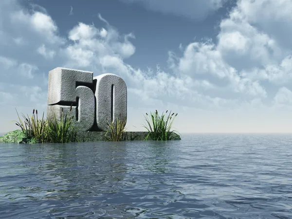 Número cincuenta en la isla del océano — Foto de Stock