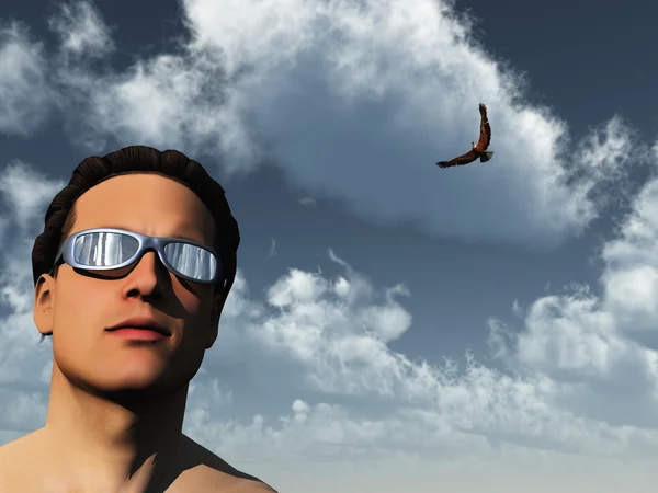 Mensch und Adler — Stockfoto