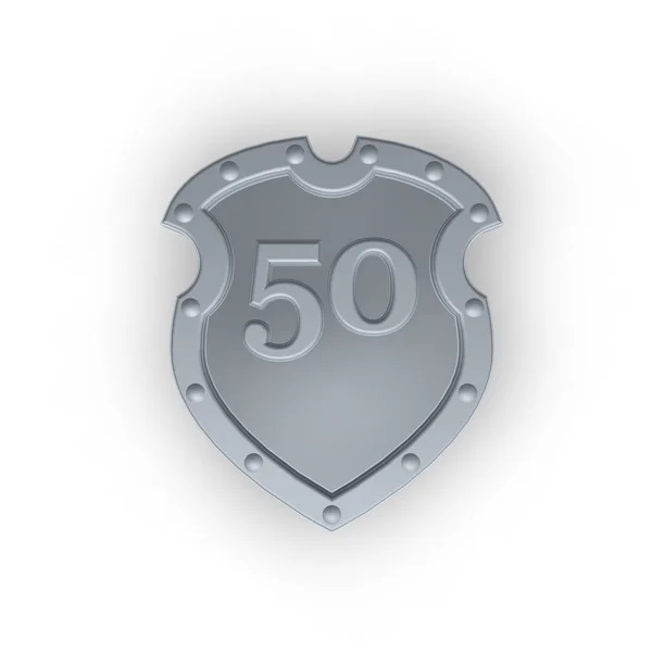 Número cincuenta en escudo metálico — Foto de Stock