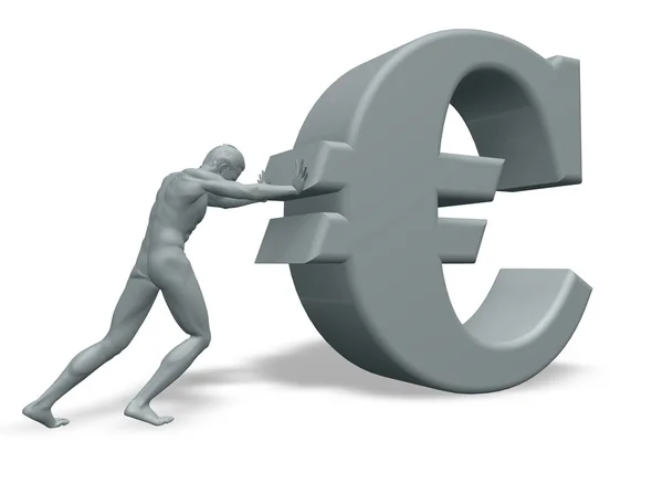 L'uomo spinge l'euro — Foto Stock