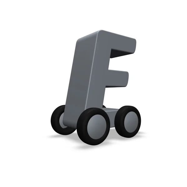 Letter e on wheels — Stock Photo, Image