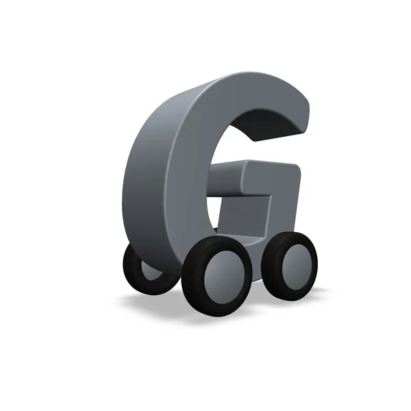 Carta g sobre rodas — Fotografia de Stock