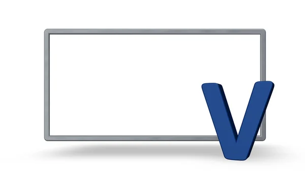Letter v and blank board — Stock Photo, Image