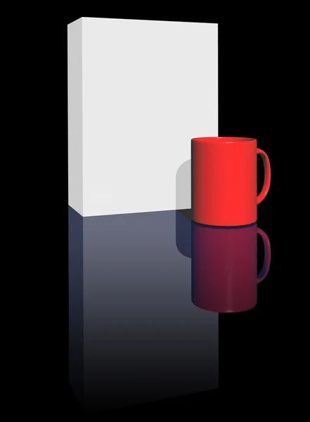 Blank box and mug — Stock Photo, Image