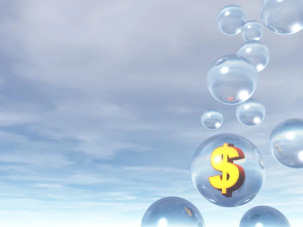 气泡和美元符号 — 图库照片