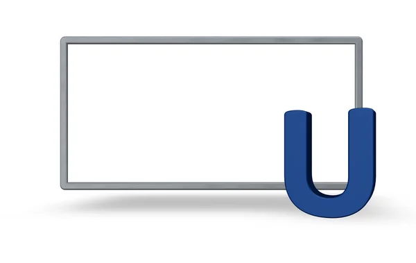 Letter u and blank board — Stock Photo, Image