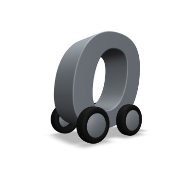 Letter o on wheels clipart