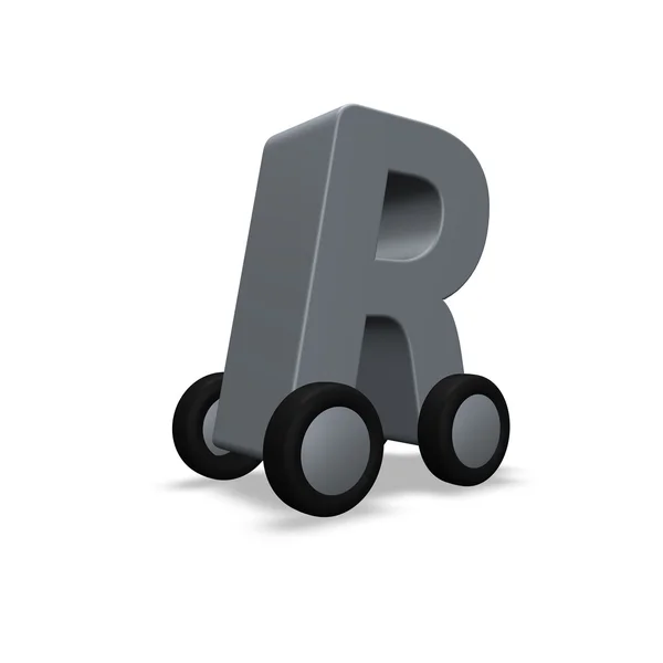 Letter r on wheels — Stock Photo, Image