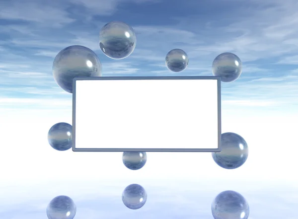 Buborékok, és üres fehér tábla — Stock Fotó