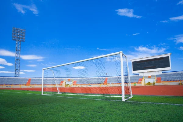 STADIUM - Campo de futebol com gol — Fotografia de Stock