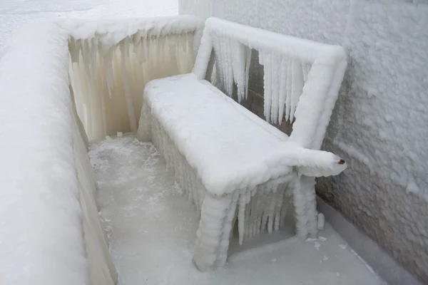 Original vintage seats in ice, snow — Stock Photo, Image