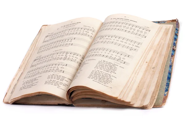 Opened book with music pages isolated — Stock Photo, Image