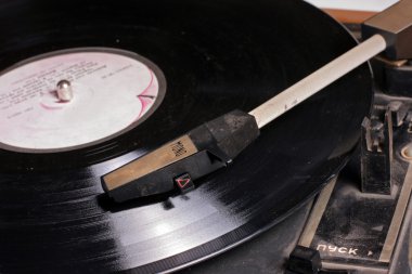 BLACK vinyl disk, plate for gramophone. clipart