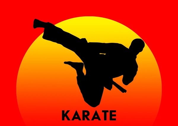 Kampfkunst - Karate-Sprung, Sonne — Stockfoto