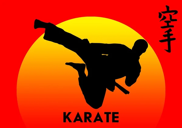 Bojová umění - karate skok, slunce — Stock fotografie