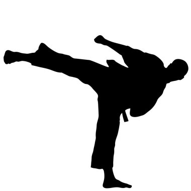 MARTIAL ARTS - KARATE KICK SILUET VECTOR clipart