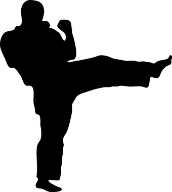 MARTIAL ARTS - KARATE KICK SILUET VECTOR clipart