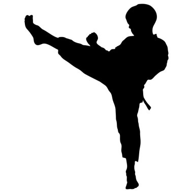 MARTIAL ARTS - KARATE KICK SILUET VECTOR clipart