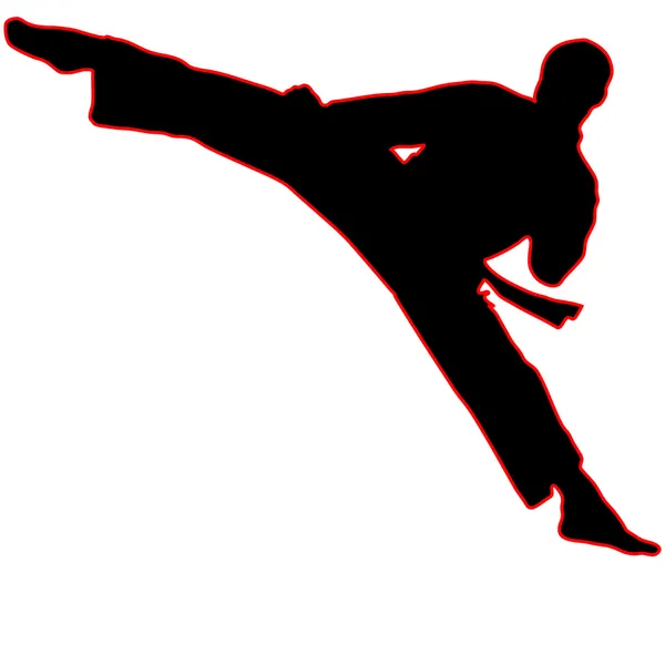 Martial Arts - Karate Kick-Siluet vektor — Stock Vector