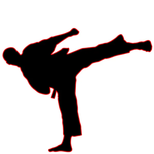 Dövüş sanatları - karate tekme siluet vektör — Stok Vektör