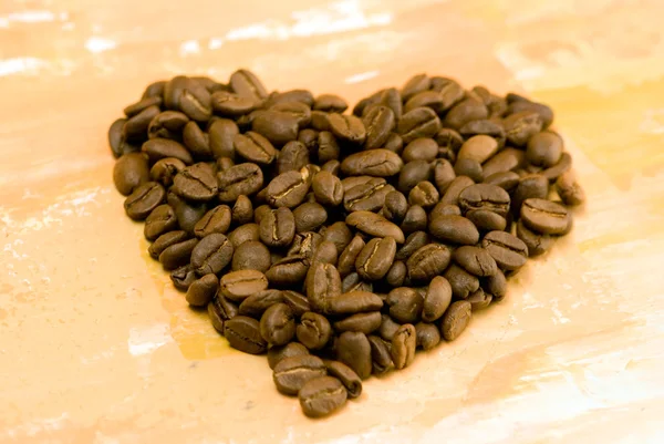 Καρδιά των κόκκων καφέ — Φωτογραφία Αρχείου