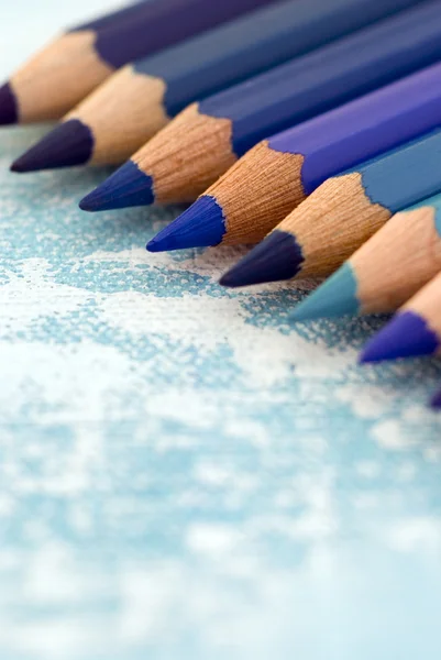 Modré tužky — Stock fotografie