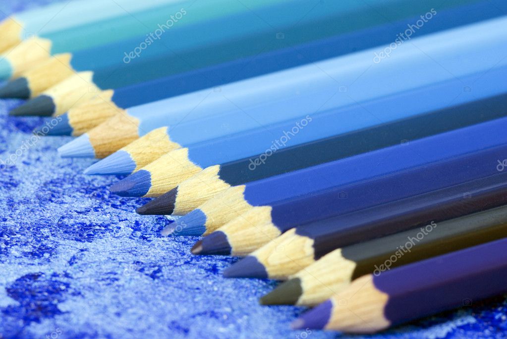 Blue pencil crayons — Stock Photo © Anegada 1553130