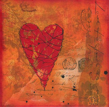 Collage artwork with heart clipart