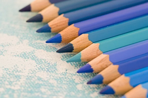 Blå blyanter - Stock-foto