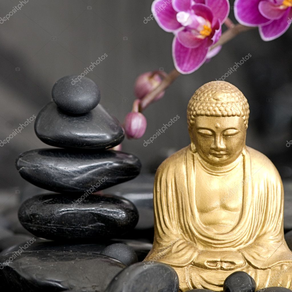 Buddha with Orchid — Stock Photo © Anegada #1582731