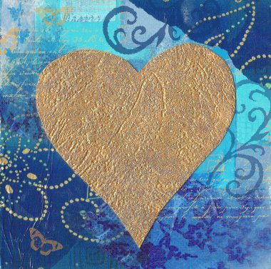 Golden heart illustration clipart