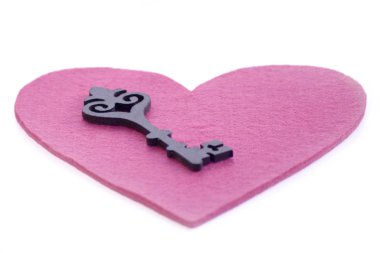 Felt heart with key clipart