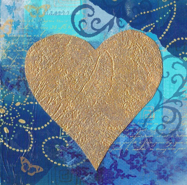 Ilustração do coração dourado — Fotografia de Stock