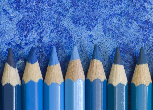 Blue pencil crayons — Stock Photo, Image