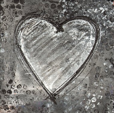 Painted heart gray and black clipart