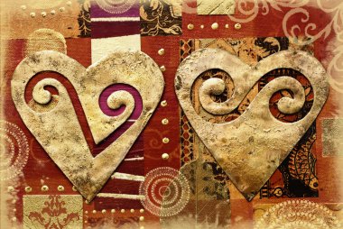 Hearts on collage clipart