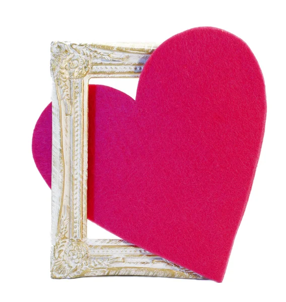 Coração rosa no quadro — Fotografia de Stock