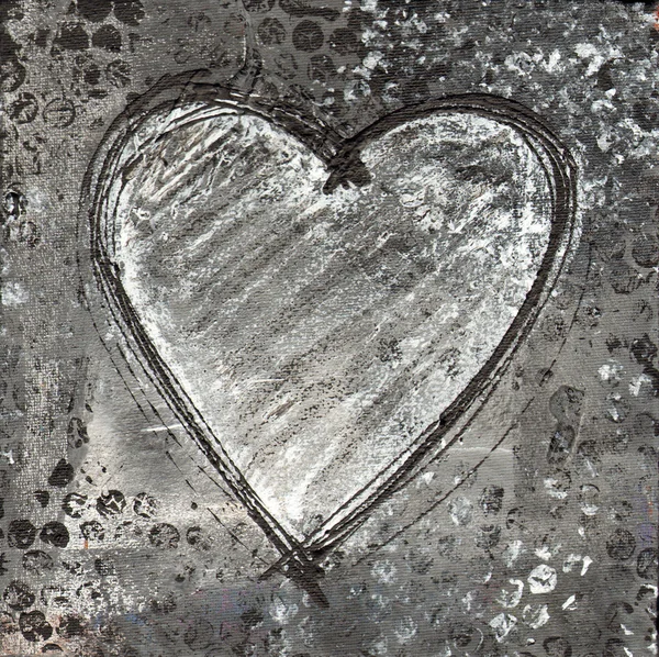 Boyalı kalp gri ve siyah — Stok fotoğraf