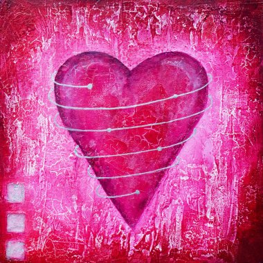 Painting of pink heart clipart