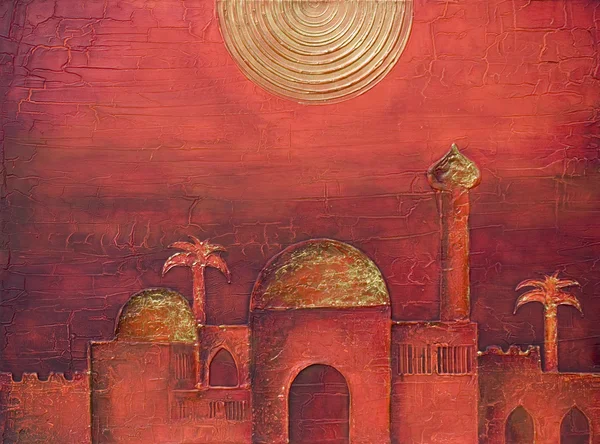 Målning av orientalisk stad — Stockfoto