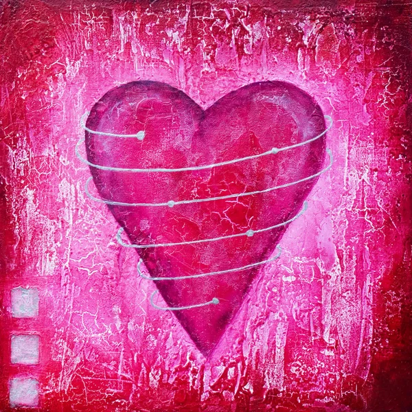 Schilderij van roze hart — Stockfoto