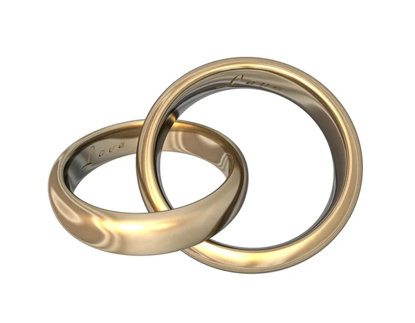Wedding Bands Gold 3D — Stock Photo, Image