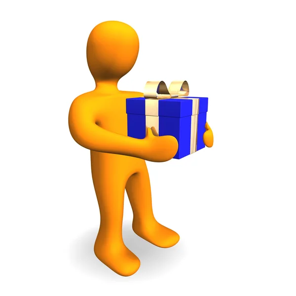 Cartoon Person With Gift 3D — Stock Photo, Image