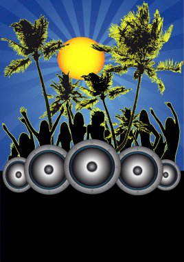 Retro Party am Strand Musikbox clipart