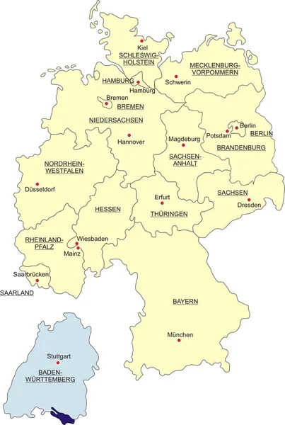 Kaart van Duitsland — Stockvector