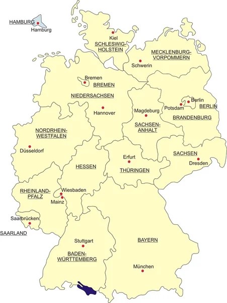 La mappa di Germania — Vettoriale Stock