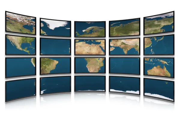 Card earth on screens of monitors — Stock Photo, Image