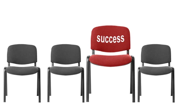 Червоний стілець з написом - успіх — стокове фото