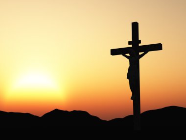 Crucifixion and sunset clipart