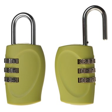 The lock open and closed with a digital clipart